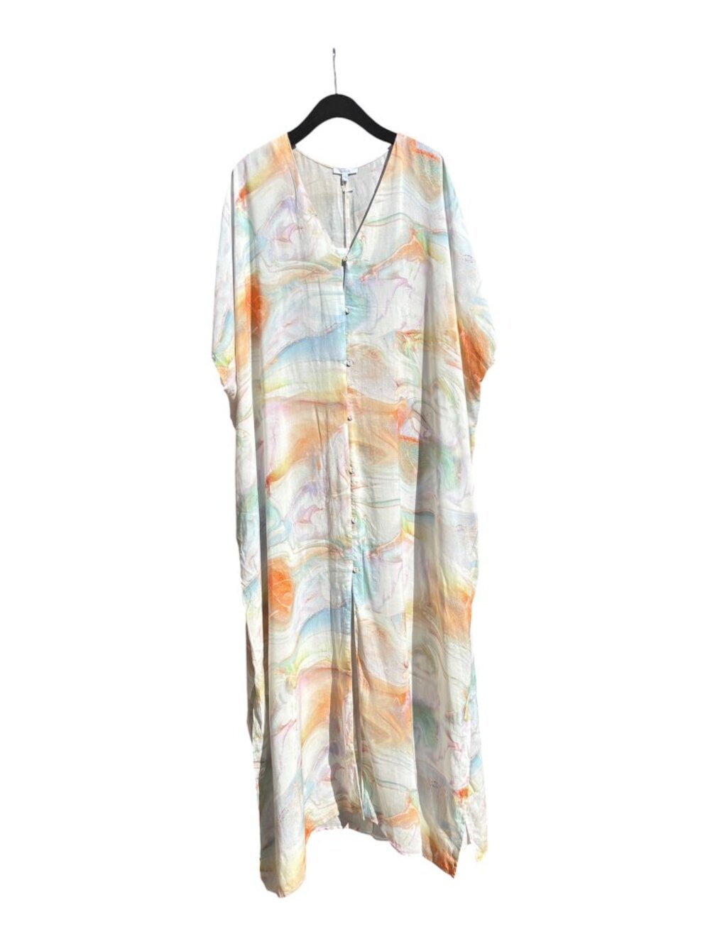 NWT JOHNNY WAS Calme Marble Print V Neck Caftan Dress sz L/XL